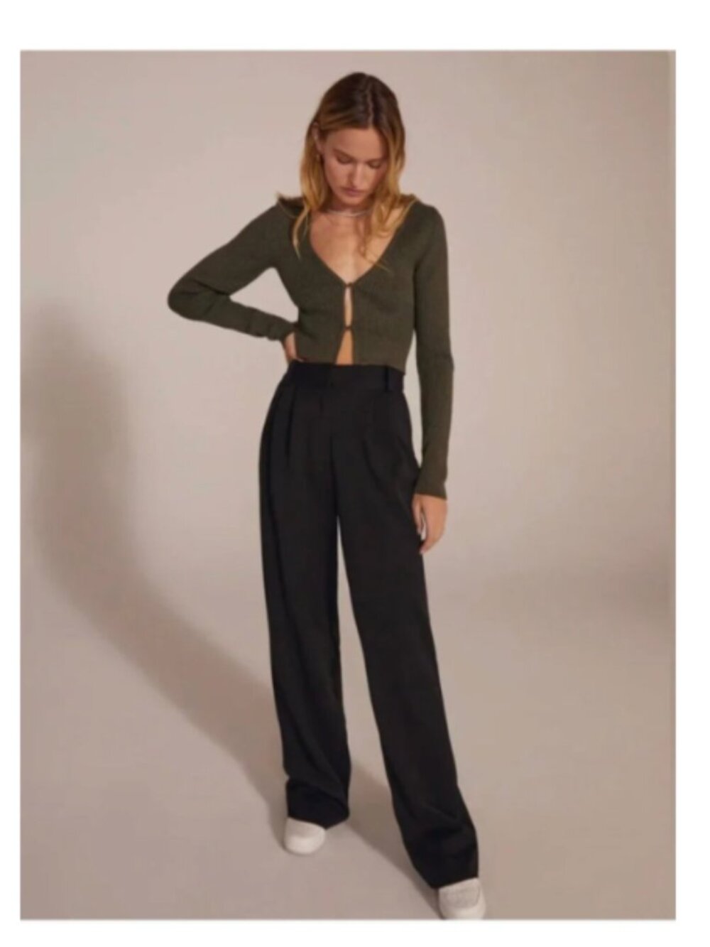 NEW Favorite Daughter The Favorite Pant Pleated Wide Leg Trousers in Black Sz 8